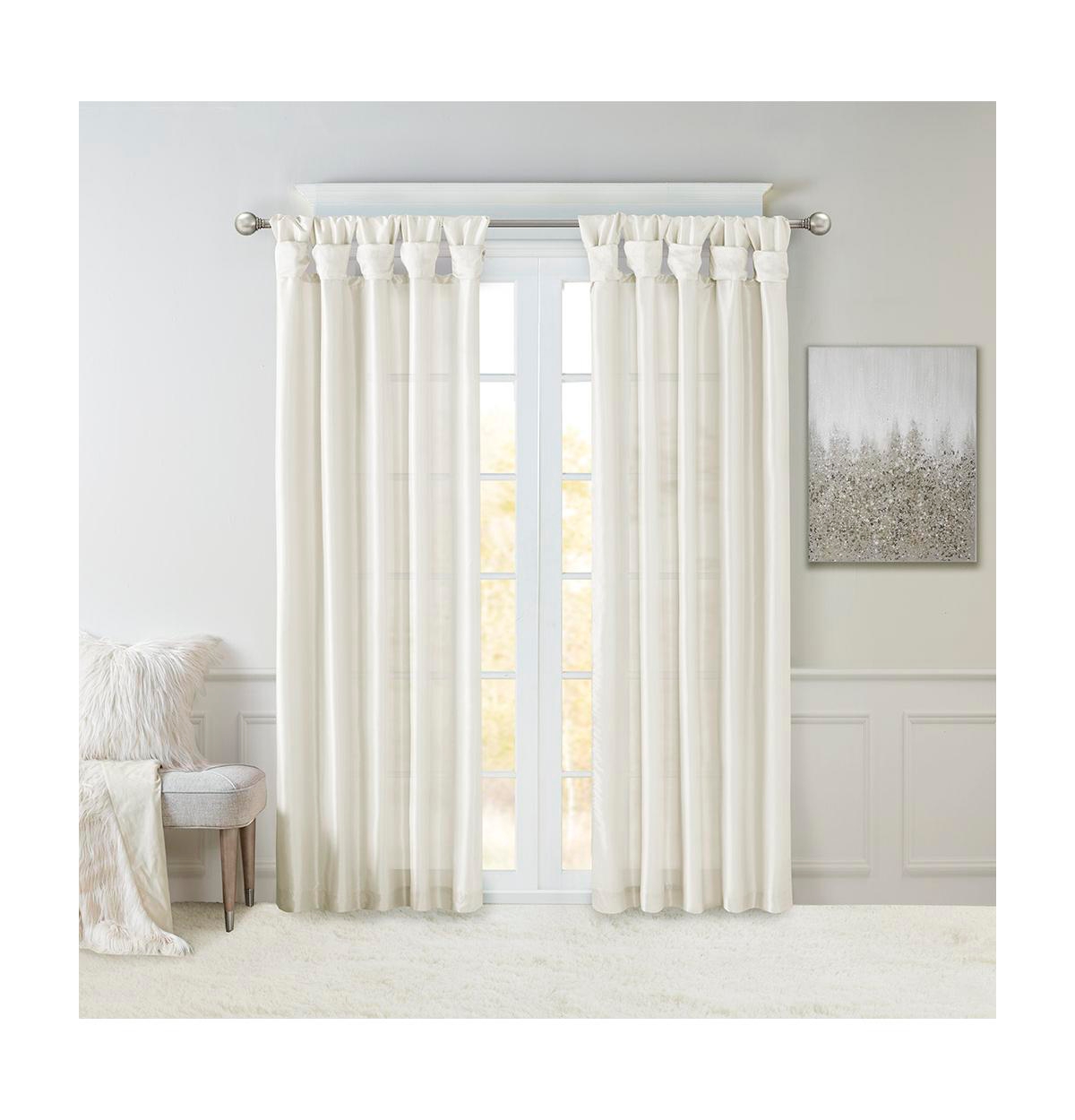Emilia Twist Tab Lined Window Curtain Panel, 50"W x 120"L - White