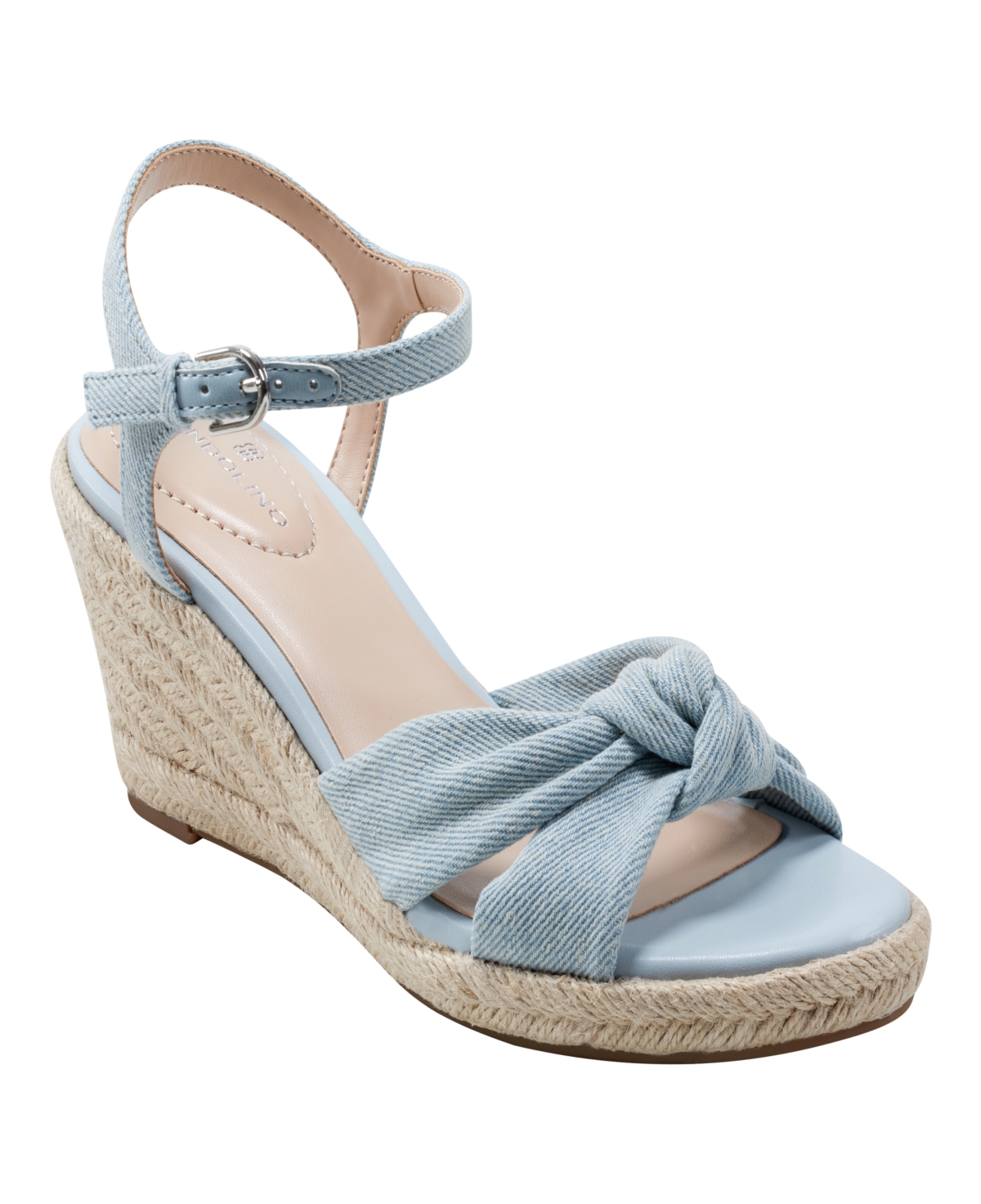 Shop Bandolino Women's Justyne Espadrille Knot Wedge Sandals In Light Blue Denim- Textile