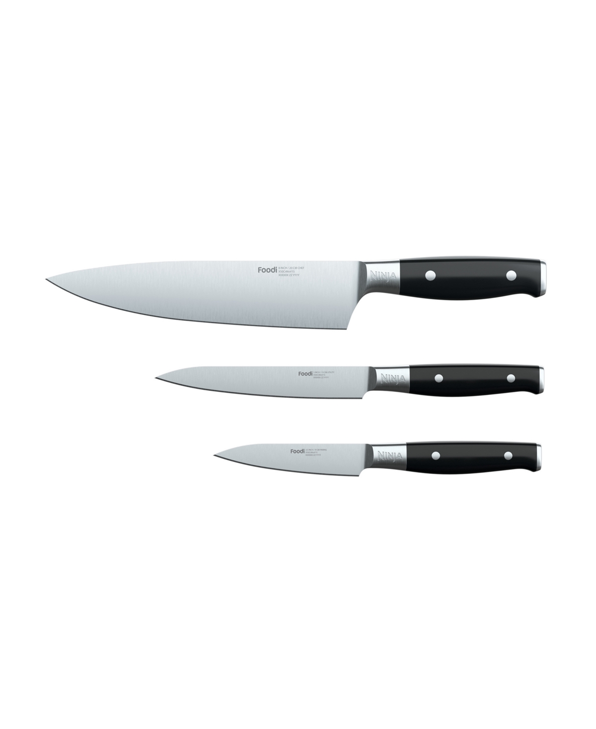 Ninja Foodi Neverdull German Stainless Steel Premium System 3-piece Chef Knife, Utility Knife Paring Knife In Black