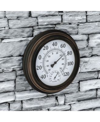 Wall Thermometer - 8-Inch Decorative Indoor/Outdoor Temperature and Hygrometer Gauge - For Home, Patio, Porch, or Sunroom by Pure Garden