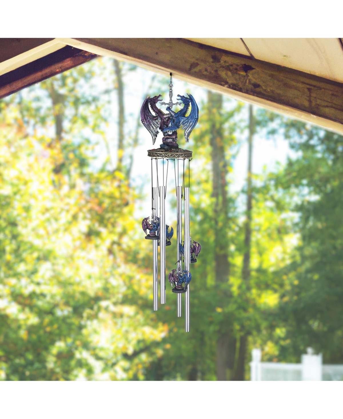 Long Round Top Dragon Pp/Blue Sword Wind Chime Home Decor Perfect Gift for House Warming, Holidays and Birthdays