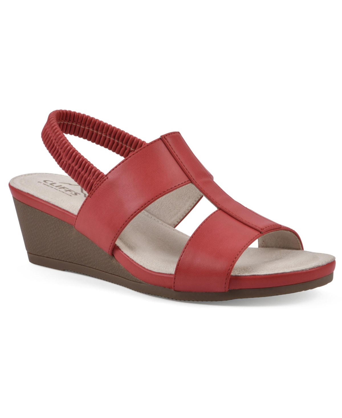 Shop Cliffs By White Mountain Women's Candea Slingback Wedge Sandal In Red Burnished Smooth