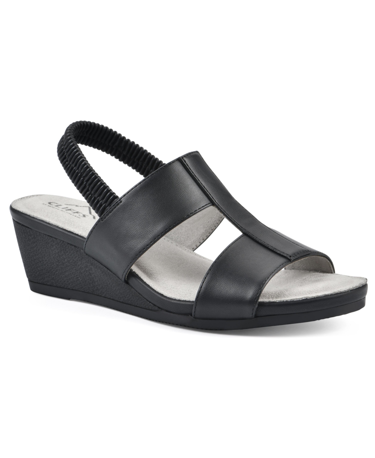 Shop Cliffs By White Mountain Women's Candea Slingback Wedge Sandal In Black Burnished Smooth
