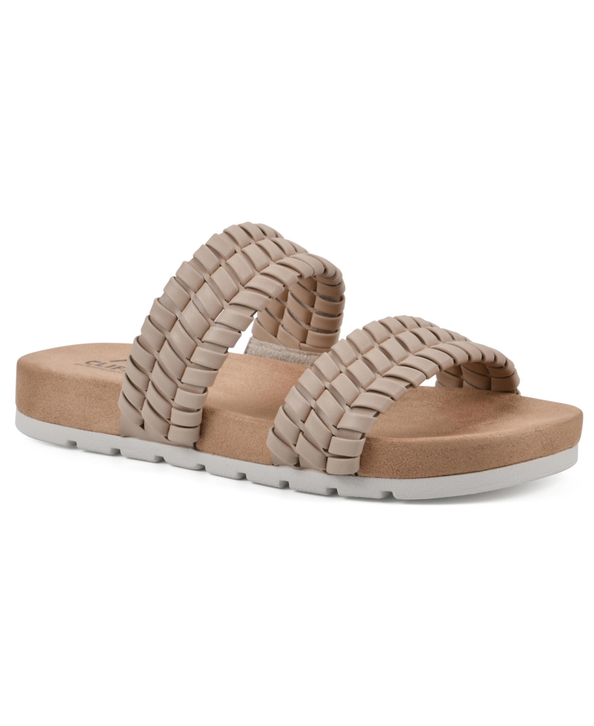 Shop Cliffs By White Mountain Thankful Woven Strap Sandals In Beige Smooth