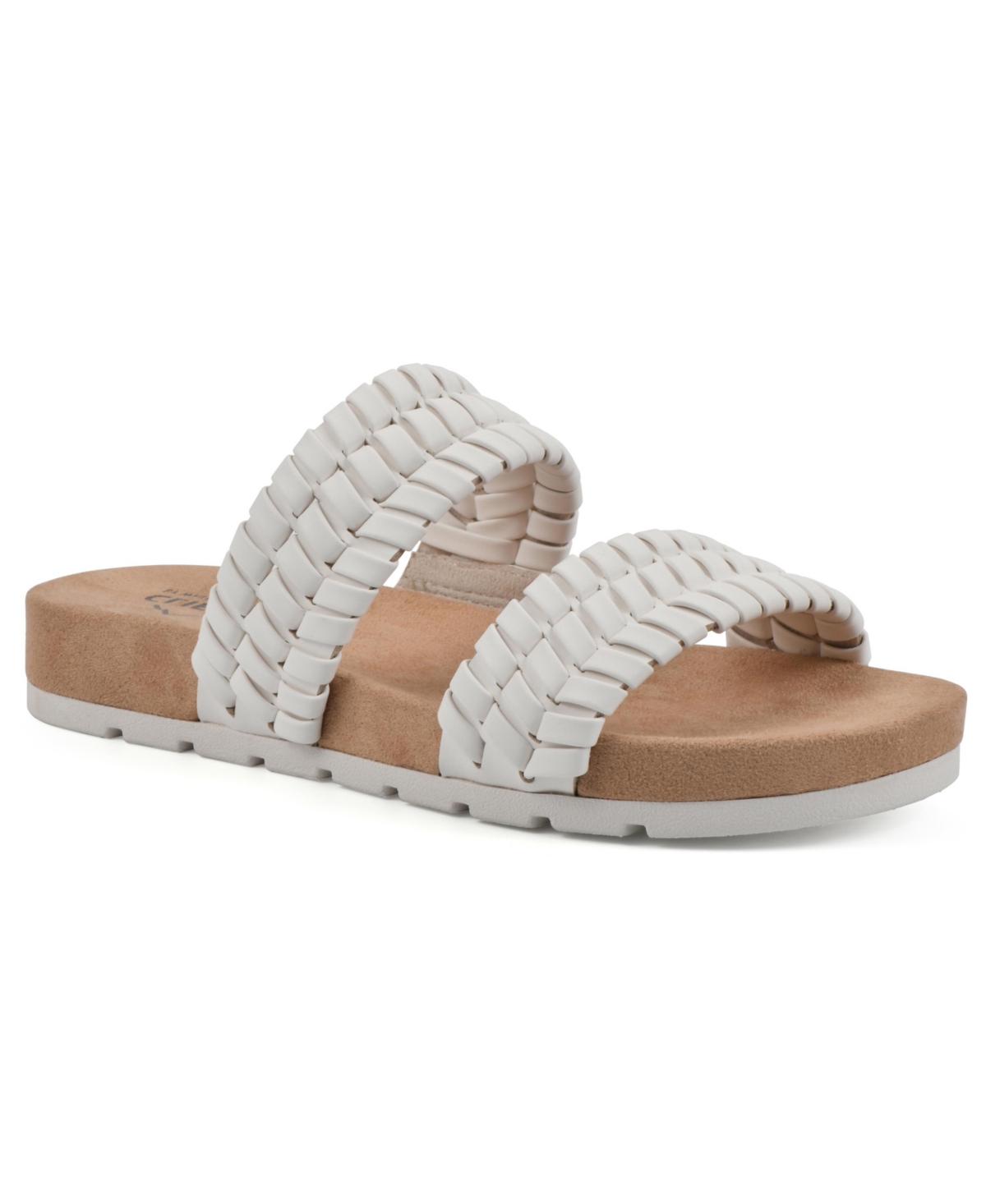 Shop Cliffs By White Mountain Thankful Woven Strap Sandals In White Smooth