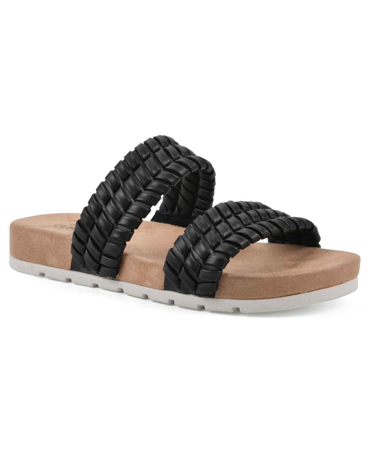 Shop Cliffs By White Mountain Thankful Woven Strap Sandals In Black Smooth