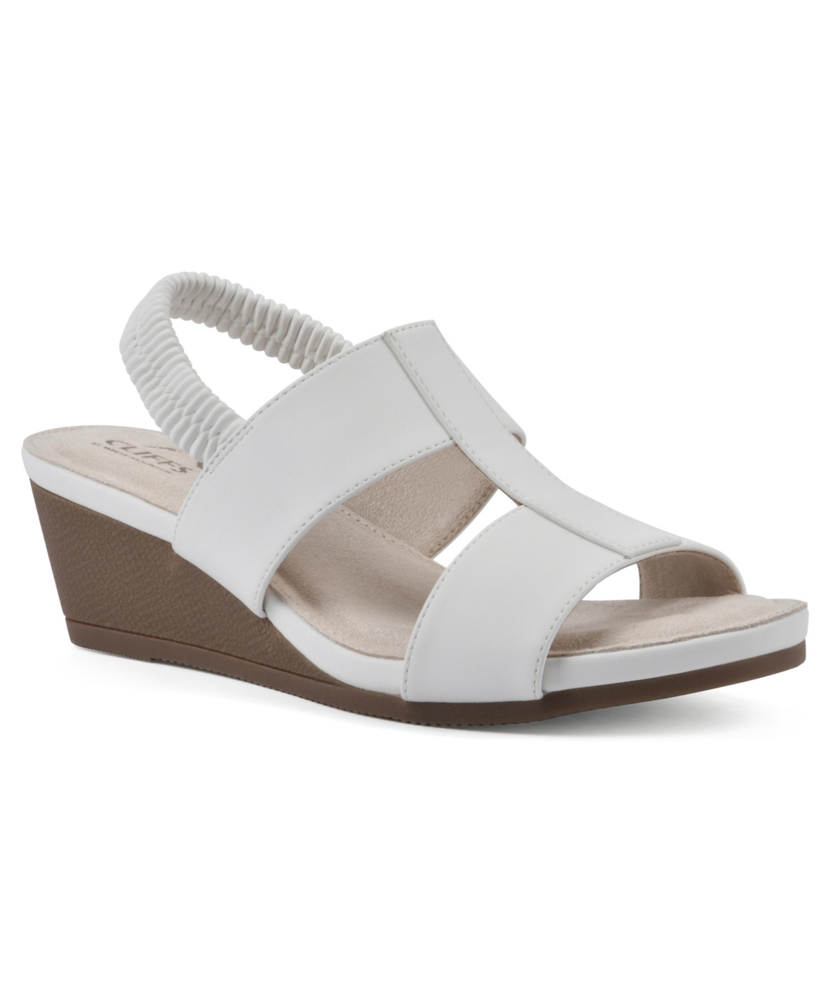 Shop Cliffs By White Mountain Women's Candea Slingback Wedge Sandal In White Burnished Smooth