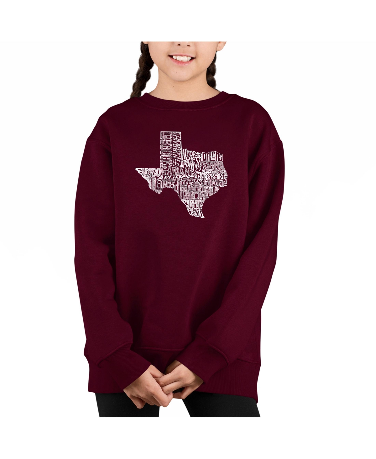 The Great State Of Texas - Big Girl's Word Art Crewneck Sweatshirt
