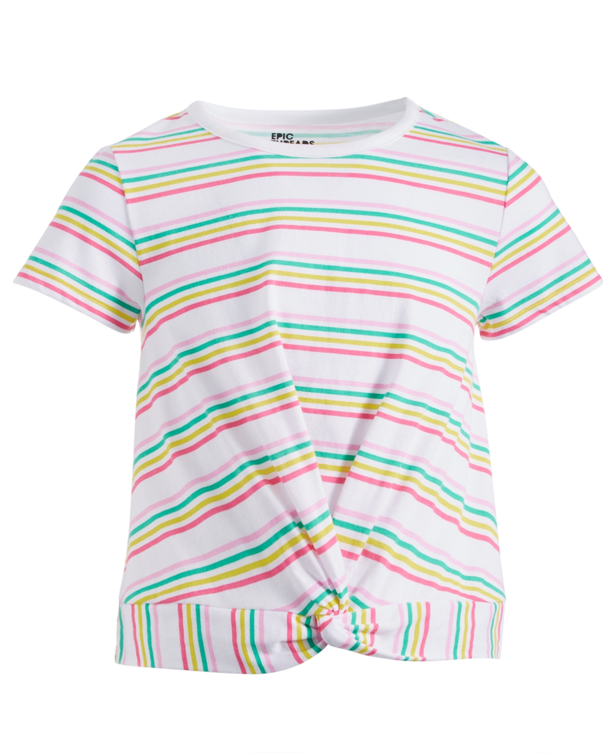 Shop Epic Threads Big Girls Amelie Striped Twist-front Top, Created For Macy's In Bright White