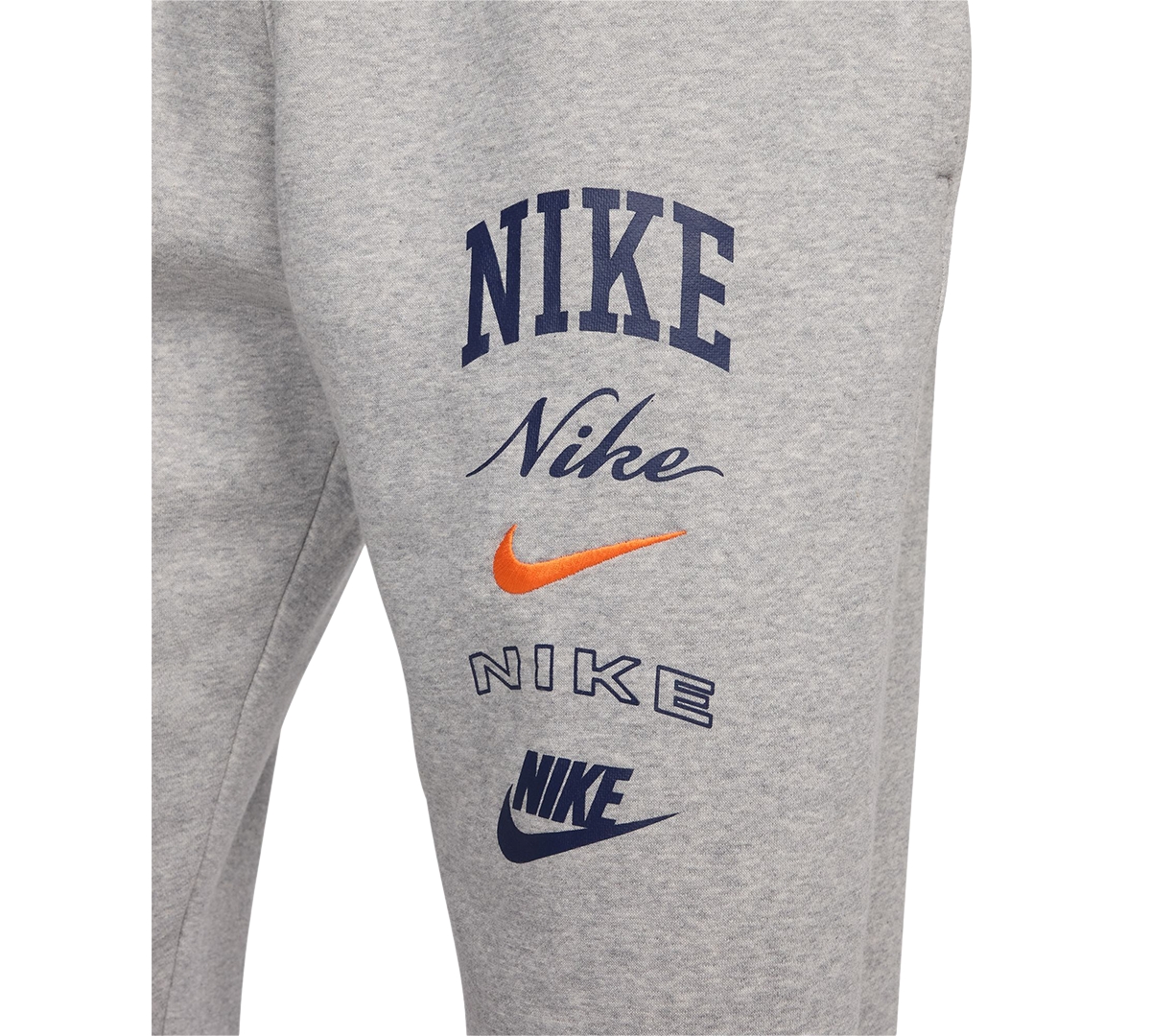 Nike Men's Club Fleece Stacked Logo-Print Cuffed Pants -safety Orange