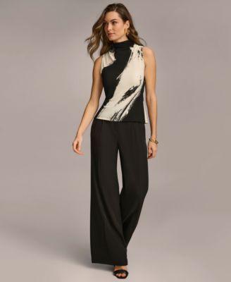 Women's Printed Mock Neck Sleeveless Top