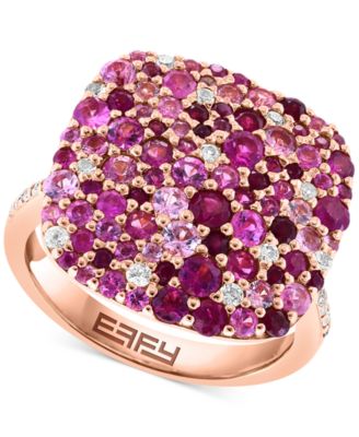 EFFY Collection - Multi-Gemstone (2-3/4 ct. t.w.) & Diamond (1/10 ct. t.w.) Cluster Ring in Rose Gold-Plated Silver