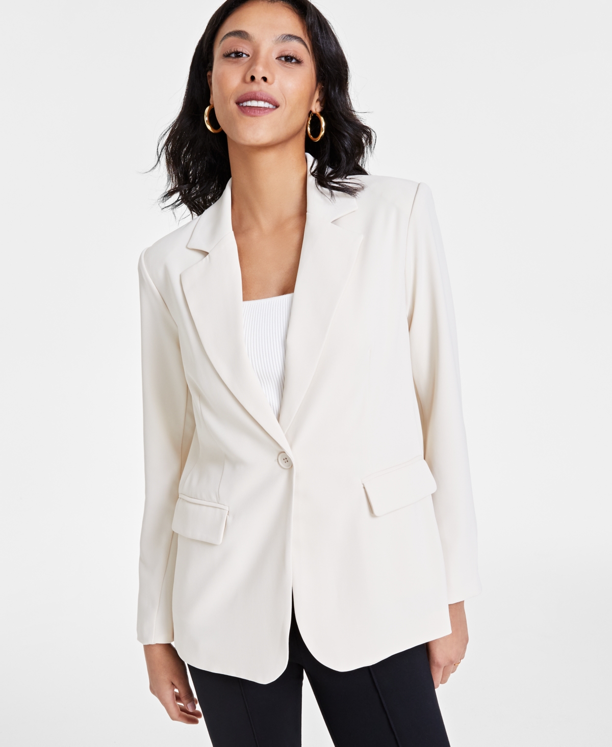 Women's Twill One-Button Blazer, Created for Macy's - Palomino
