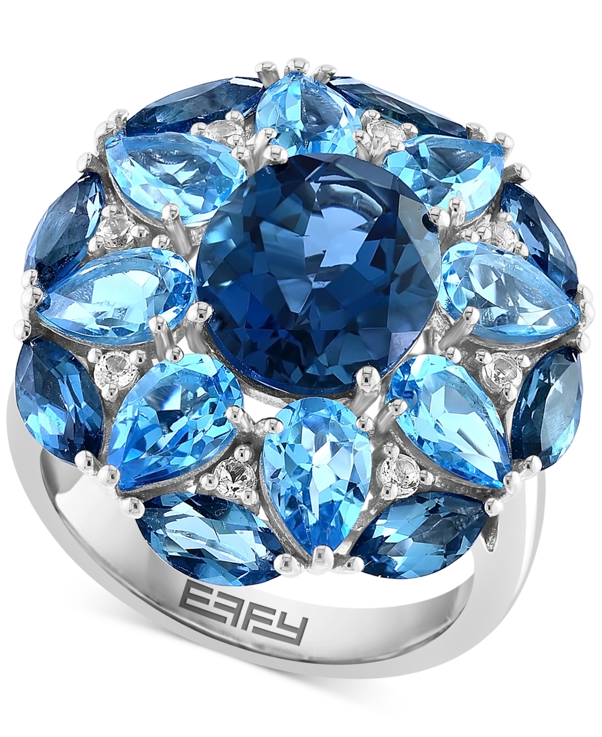 Effy Collection Effy Multi-topaz Flower Cluster Ring (11-1/4 Ct. T.w.) In Sterling Silver In Sterling Silver