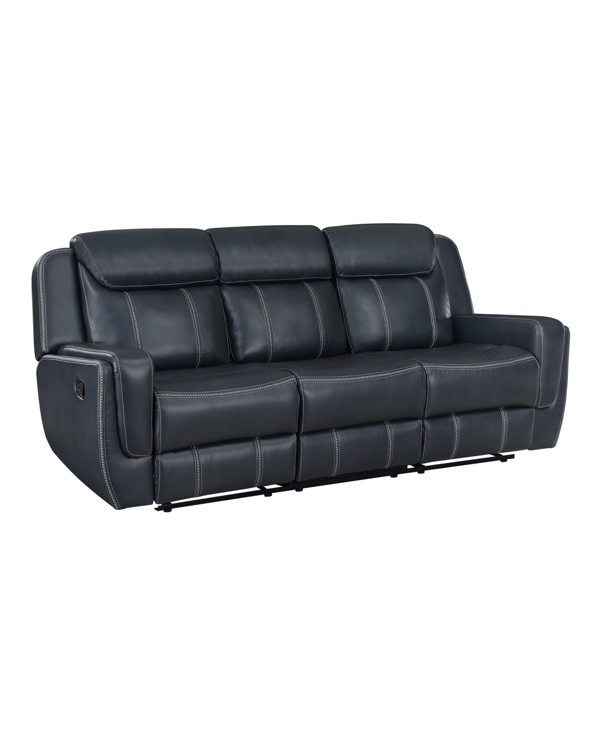 Homelegance White Label Emilia 86" Double Reclining Sofa With Center Drop-down Cup Holders In Blue