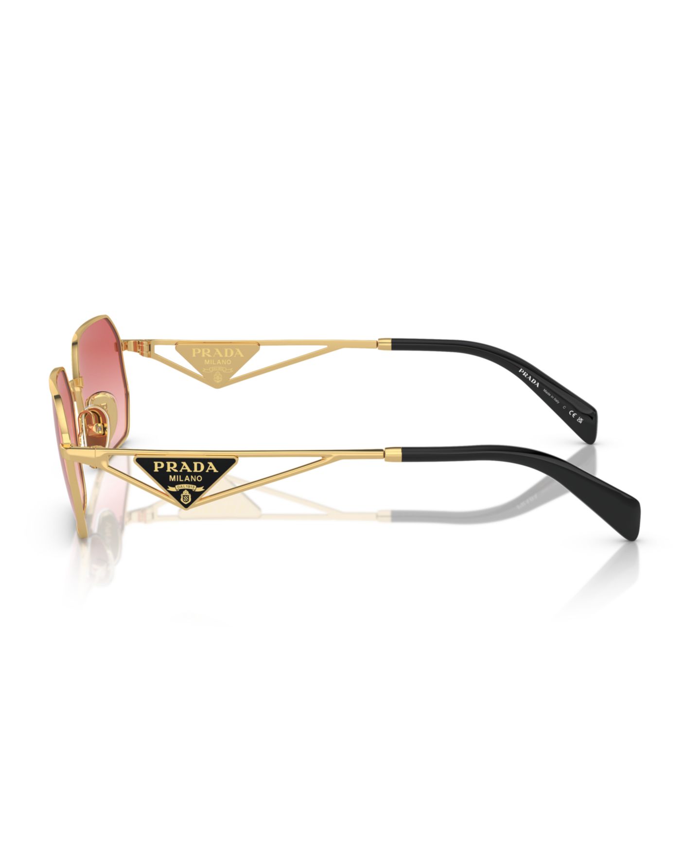Женские солнцезащитные очки PRADA Symbole Geometric Sunglasses, PRA51S, цвет: Золотой — фото 4