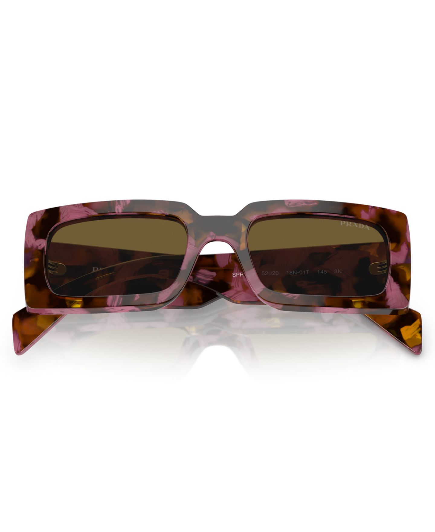 Женские солнцезащитные очки PRADA Lettering Rectangular Sunglasses, PR A07S, цвет: Красное дерево — фото 2