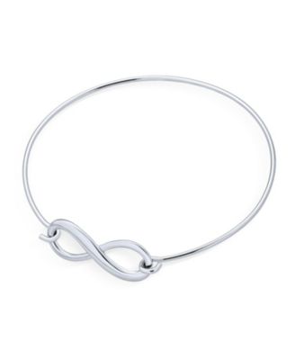 Delicate Minimalist Eternal Love Knot figure Eight Infinity Bracelet Bangle Sterling Silver