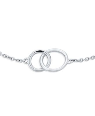 BFF Friendship Double Love Two Interlocking Mini Eternity Ring Circles Bracelets Mother Daughter Sterling Silver Small Wrist 6 7"
