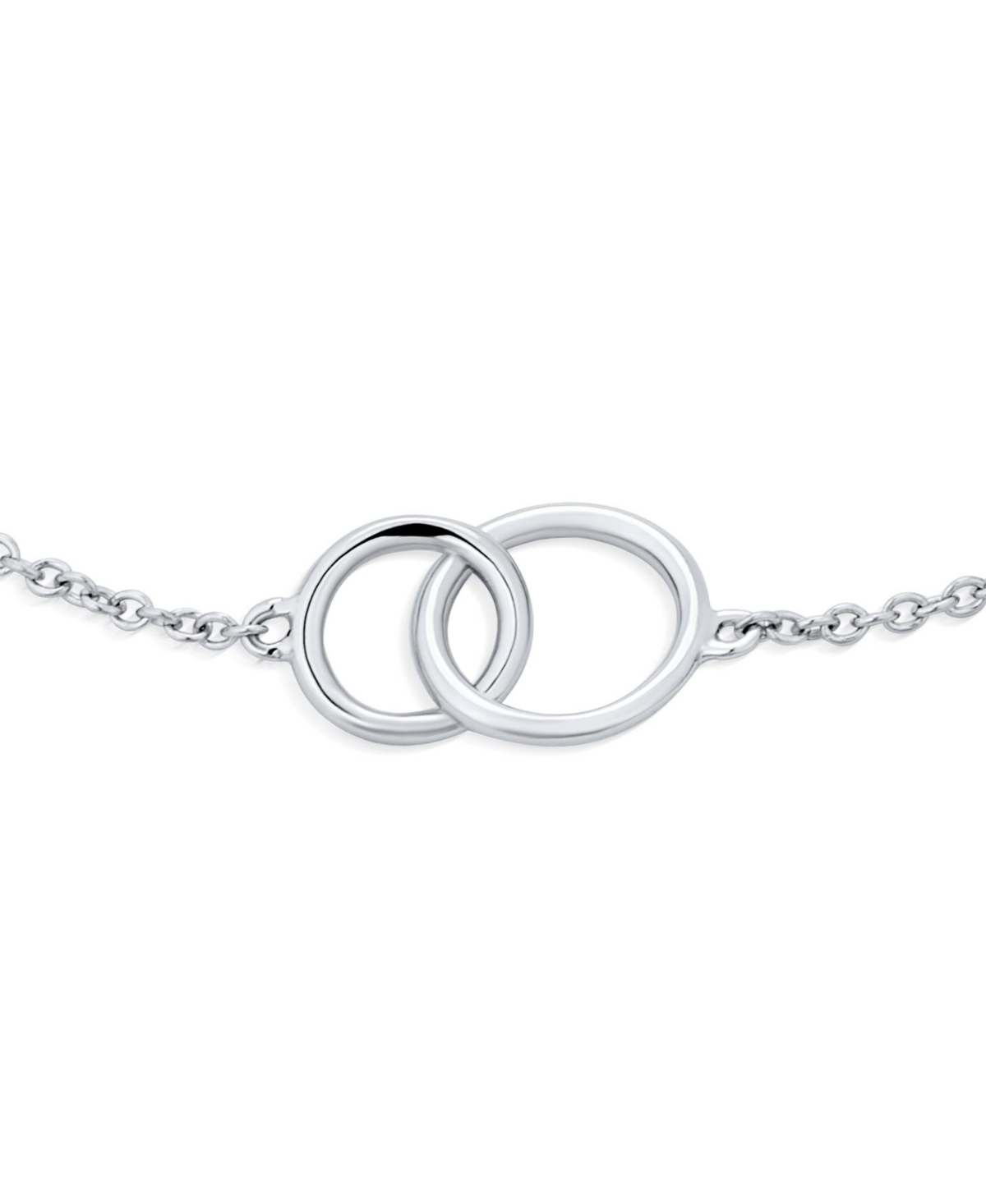 Bling Jewelry Bff Friendship Double Love Two Interlocking Mini Eternity Ring Circles Bracelets Mother Daughter Sterling Silver Small Wrist 6 - Silv