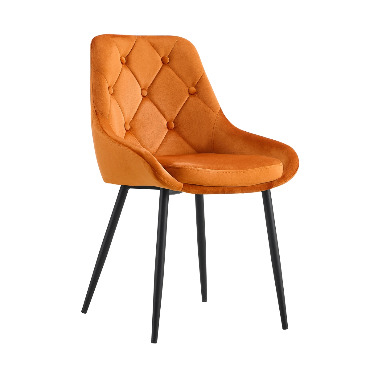 Simplie Fun Modern Orange Velvet Dining Chairs, Fabric Accent Upholstered Chairs Side Chair With Black Legs For