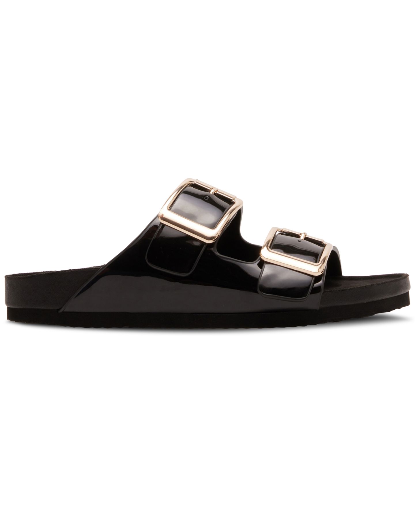 Женские сандалии Madden Girl Bodie Buckle Footbed Slide, цвет: Чёрный лаковый — фото 2