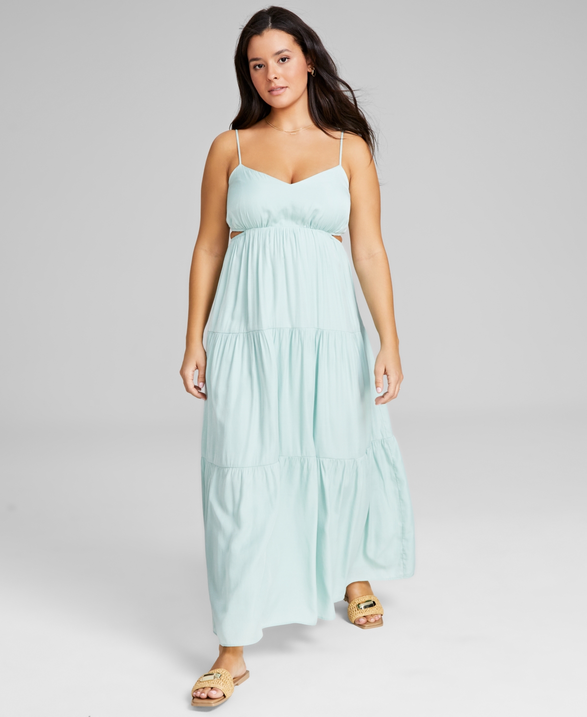 And Now This Women's Side-cutout Tiered Maxi Dress In Harbor Grey