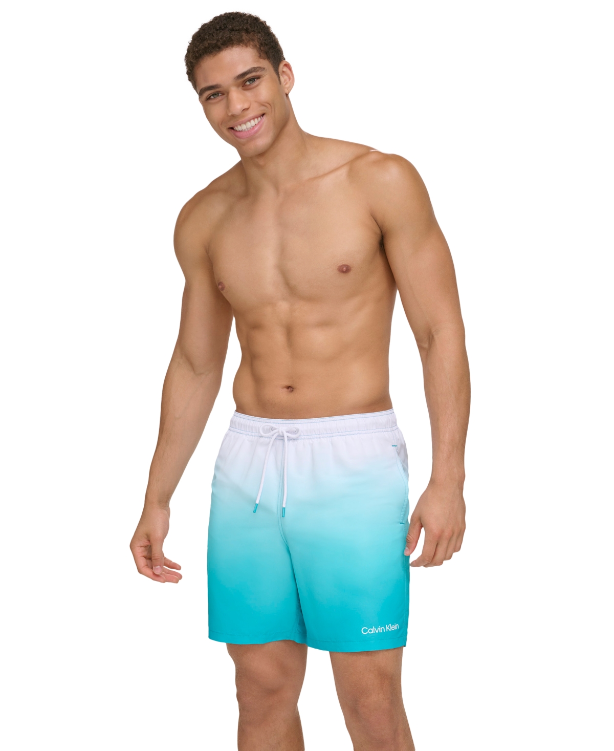 Shop Calvin Klein Men's Sky Gradient 7" Volley Swim Trunks In Atlantis