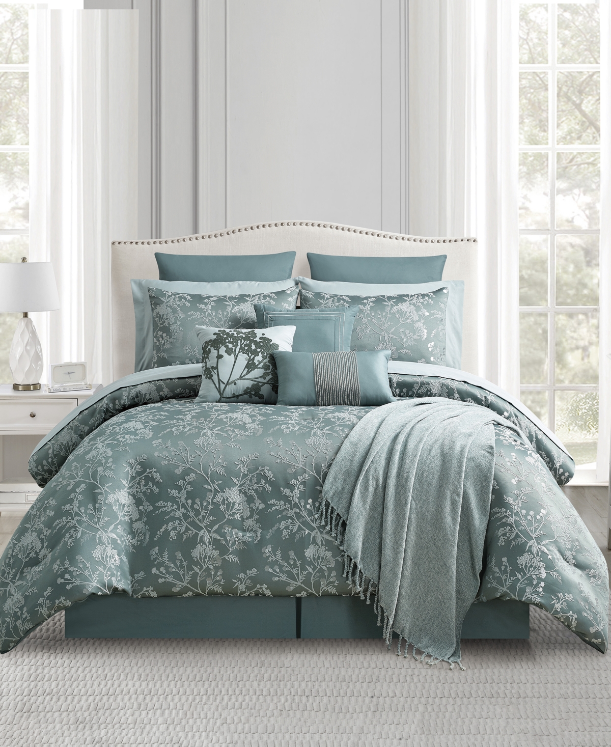 Shop Sunham Harrison Botanical 14-pc. Comforter Set, King In Green