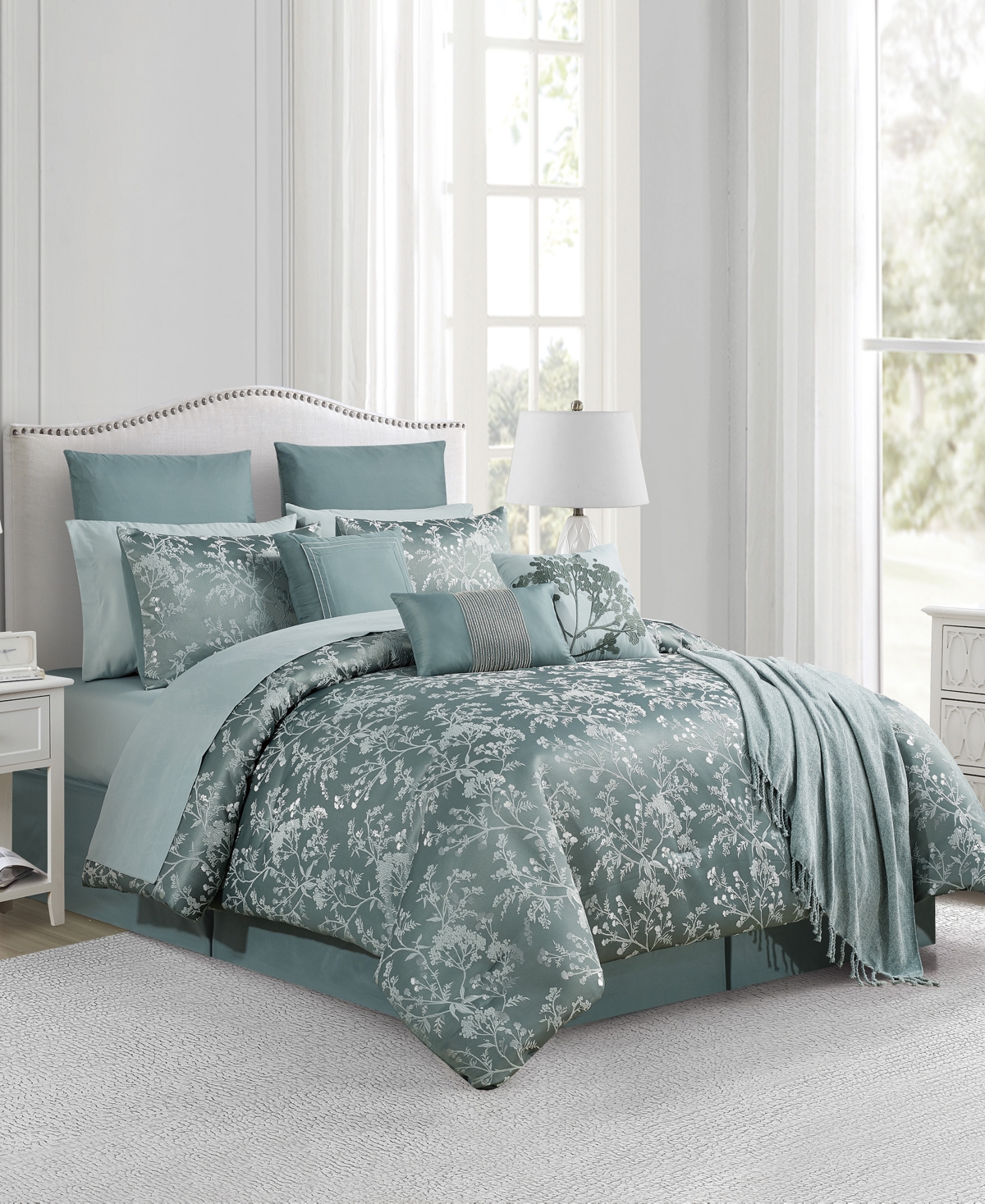 Sunham Harrison Botanical 14-pc. Comforter Set, California King In Green