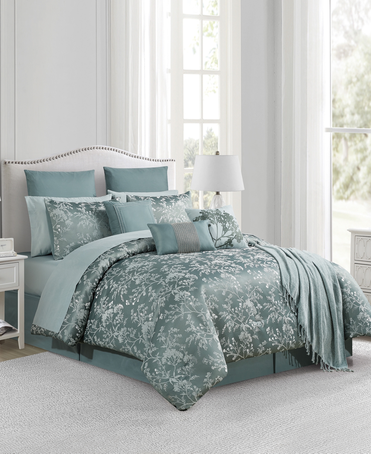 Shop Sunham Harrison Botanical 14-pc. Comforter Set, King In Green