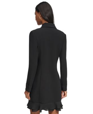 KARL LAGERFELD PARIS Women's Double-Weave Chiffon-Hem Blazer Dress