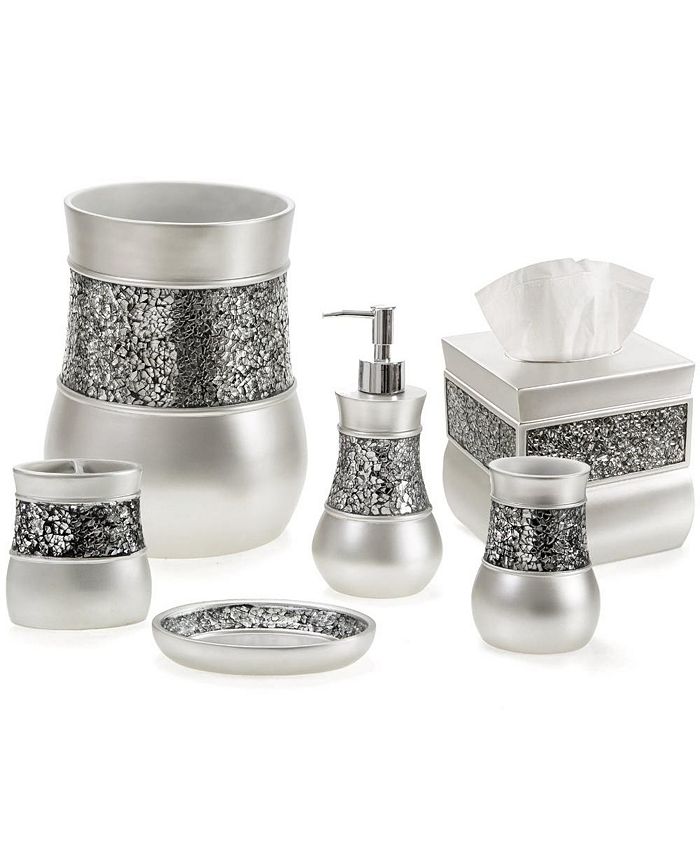 Creative Scents Crackled Glass Silver Bathroom Accessories Set Macy's