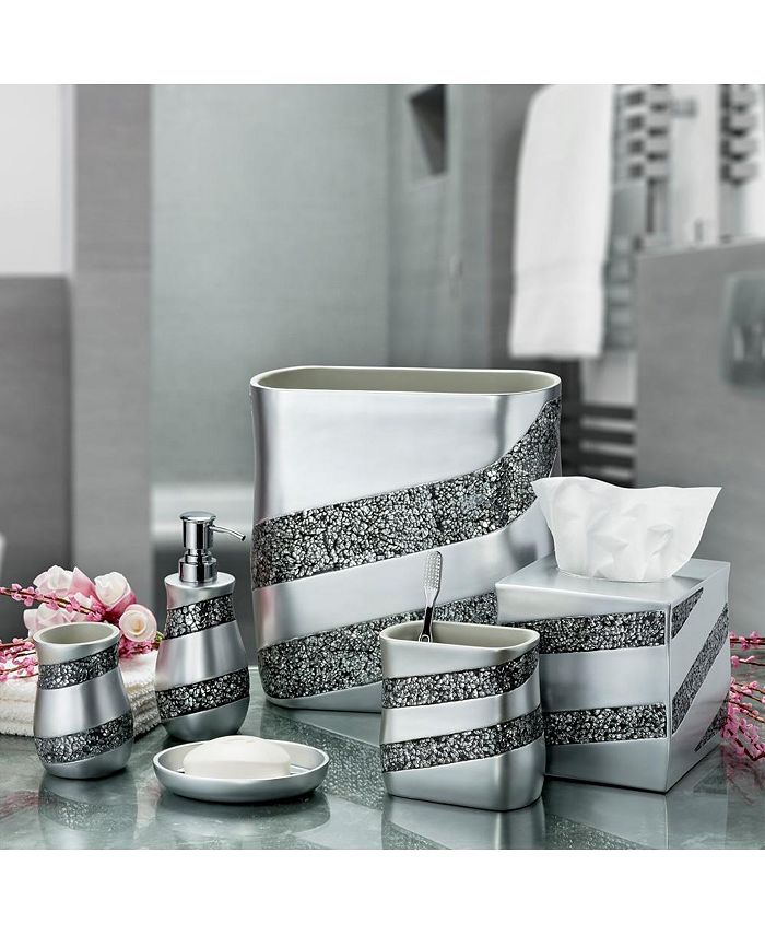 Creative Scents Silver Mosaic Bathroom Accessories Set Macy's