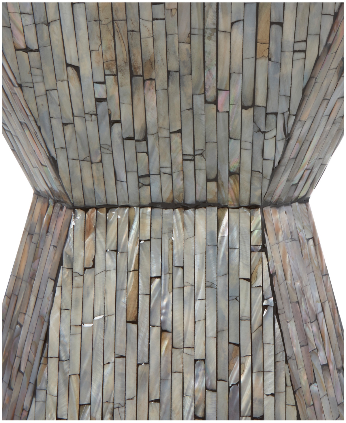 Rosemary Lane 16" x 16" x 20" Mother of Pearl Geometric Linear Mosaic Pattern Hourglass Accent Table