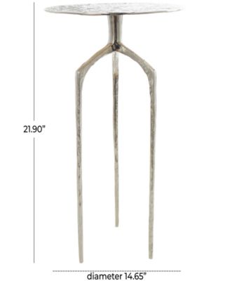 15" x 15" x 22" Aluminum Geometric Slim Textured Accent Table