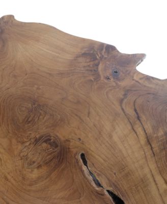 43" x 24" x 17" Teak Wood Handmade Live Edge Black Metal Hairpin Legs Coffee Table