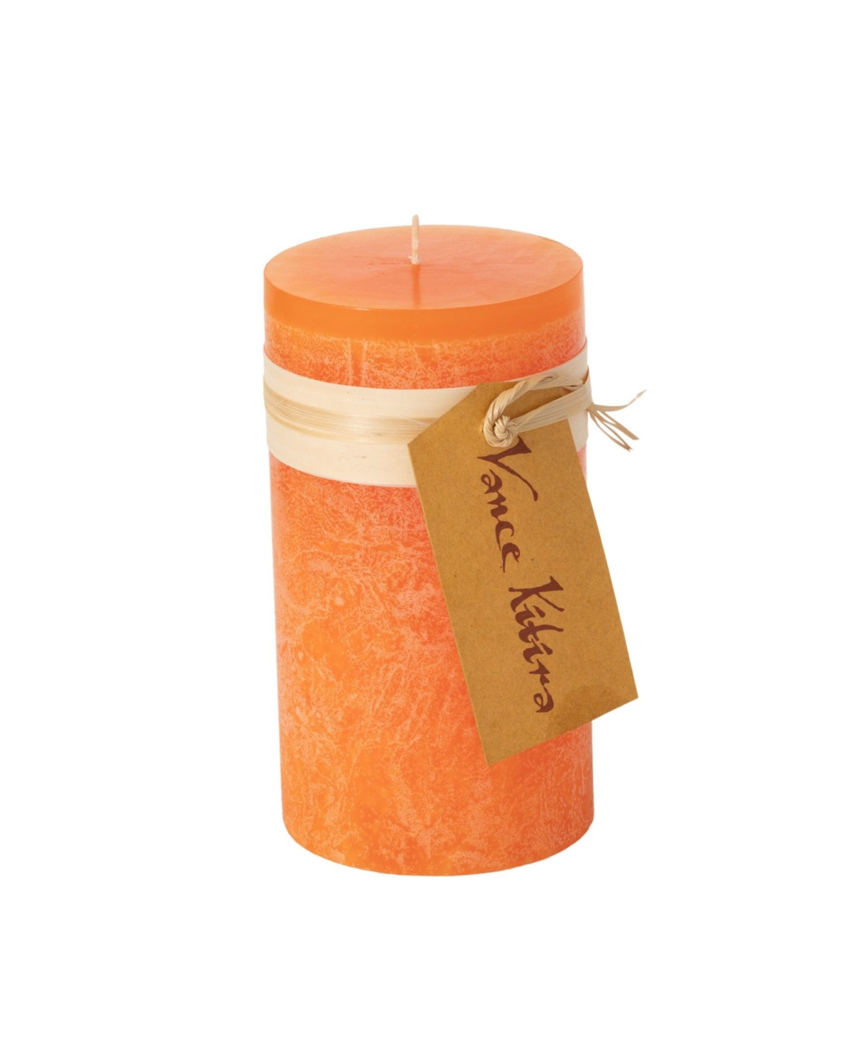 Shop Vance Kitira 6" Timber Pillar Candle In Tangerine