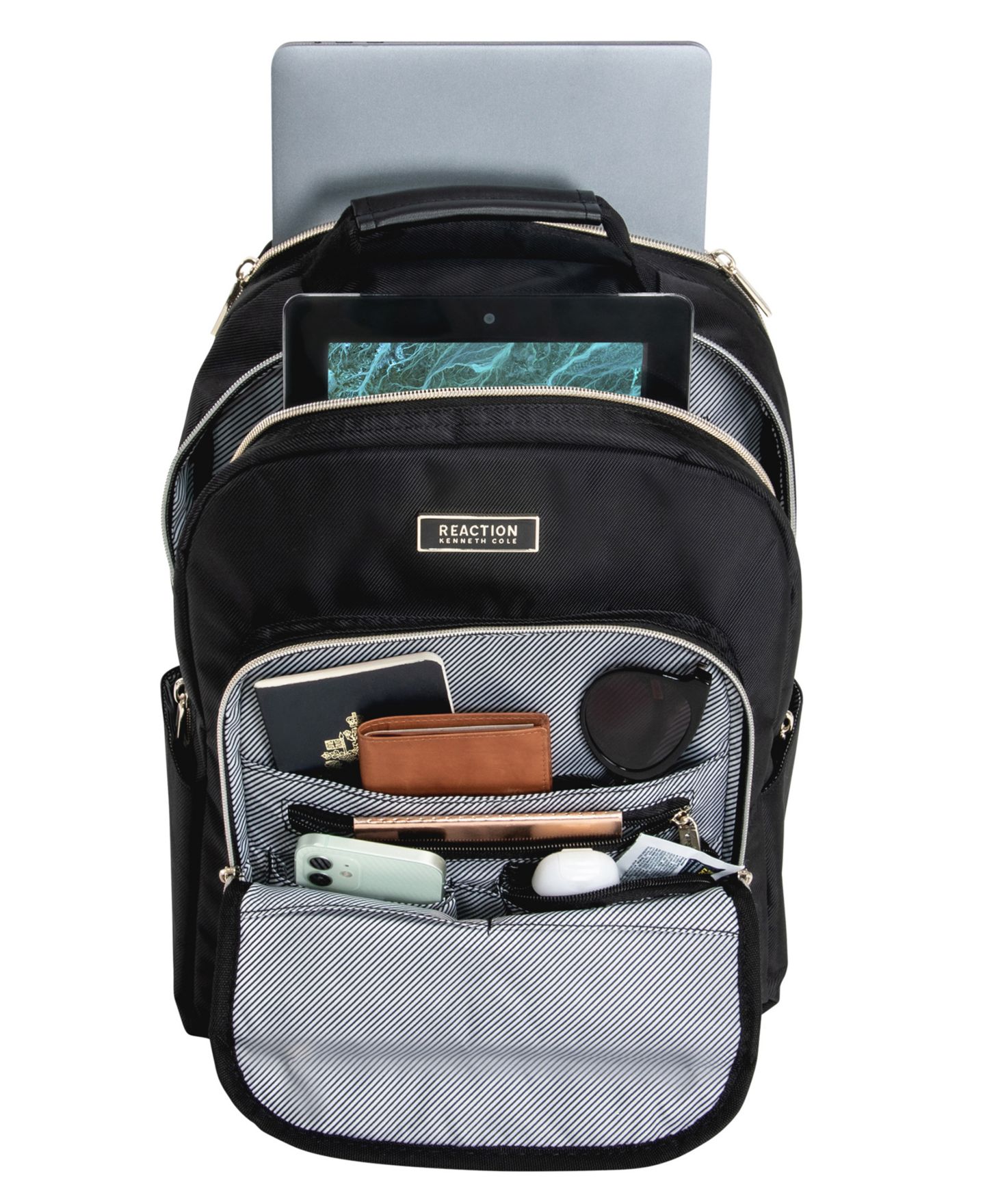 Сумки Kenneth Cole Reaction Madison Square Hardside Chevron Expandable 2pc 20" Carry On Luggage + Matching 15" Laptop Backpack Set, цвет: Чёрный — фото 5