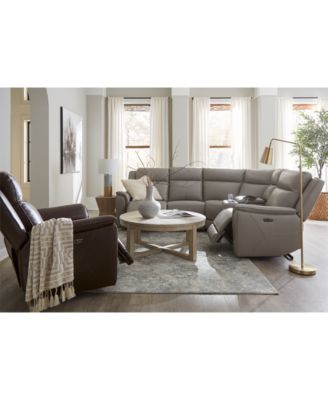 Addyson 117" 6-Pc. Leather Sectional with 3 Zero Gravity Recliners with Power Headrests & 1 Console, Created for Macy's