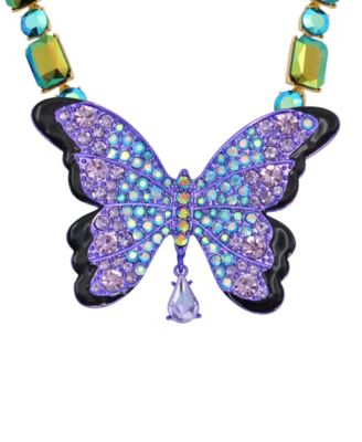 Betsey Johnson Faux Stone Butterfly Pendant Necklace - Macy's