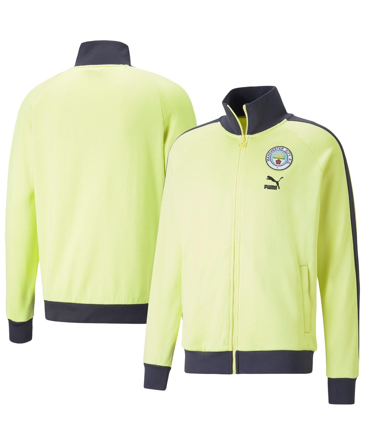 Shop Puma Men's  Yellow Manchester City Ftblheritage T7 Raglan Full-zip Track Jacket