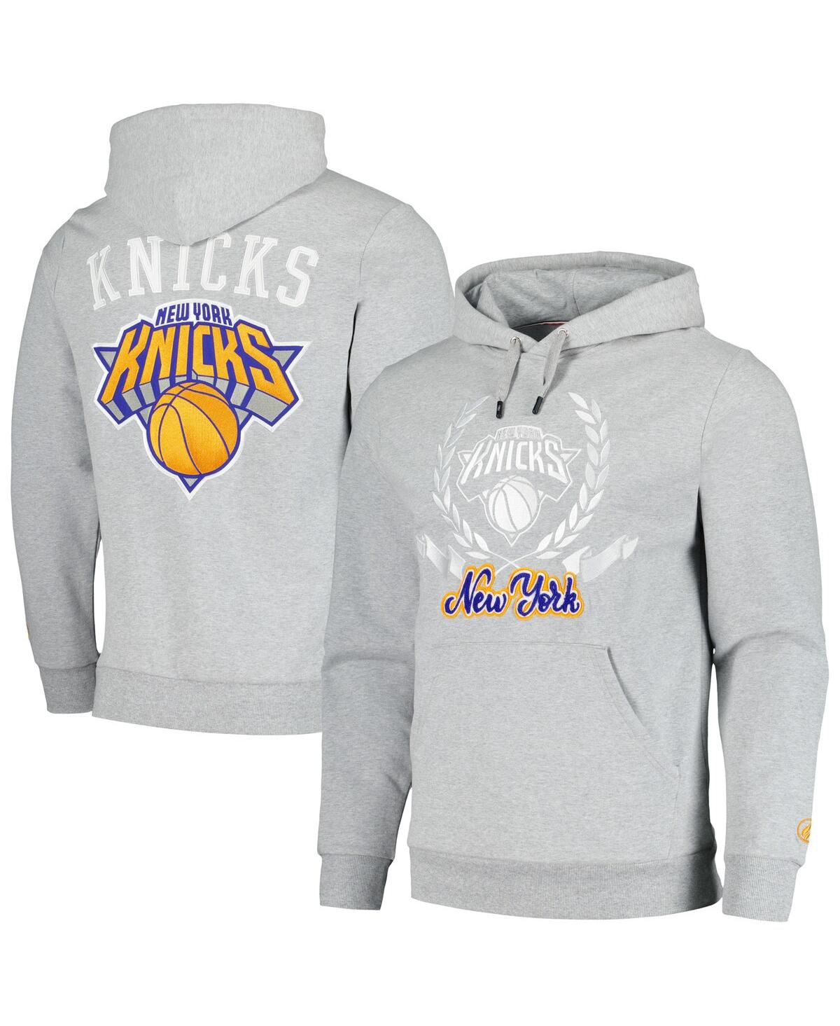 Men's and Women's Fisll Heather Gray New York Knicks Heritage Crest Pullover Hoodie - Heather Gray