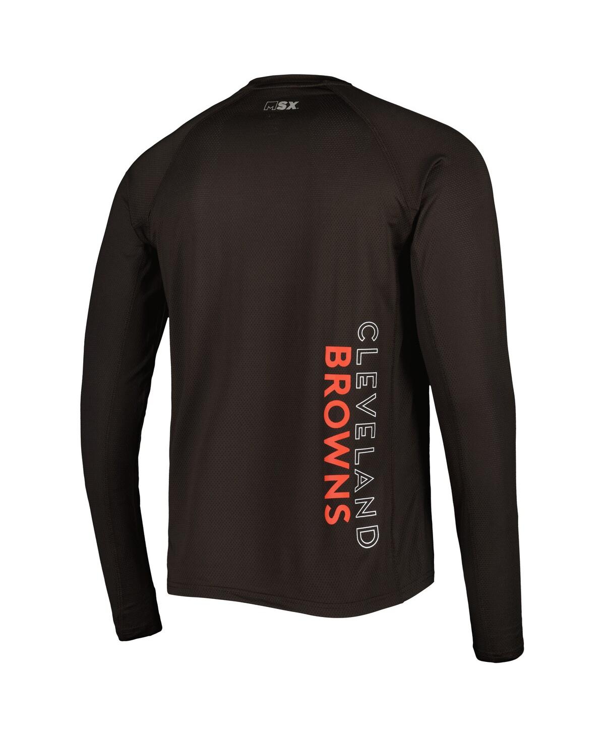 Shop Msx By Michael Strahan Men's  Brown Cleveland Browns Interval Long Sleeve Raglan T-shirt