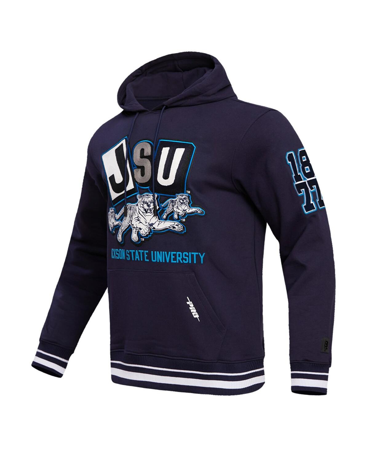 Pro Standard Navy Jackson State Tigers Homecoming Ribbed Fleece Pullover Hoodie In Navy