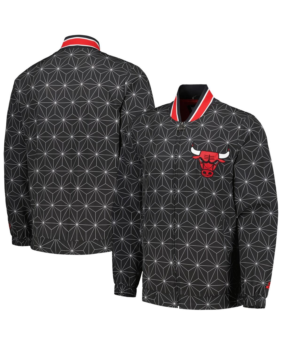 Starter Black Chicago Bulls In-field Play Fashion Satin Full-zip Varsity Jacket In Black
