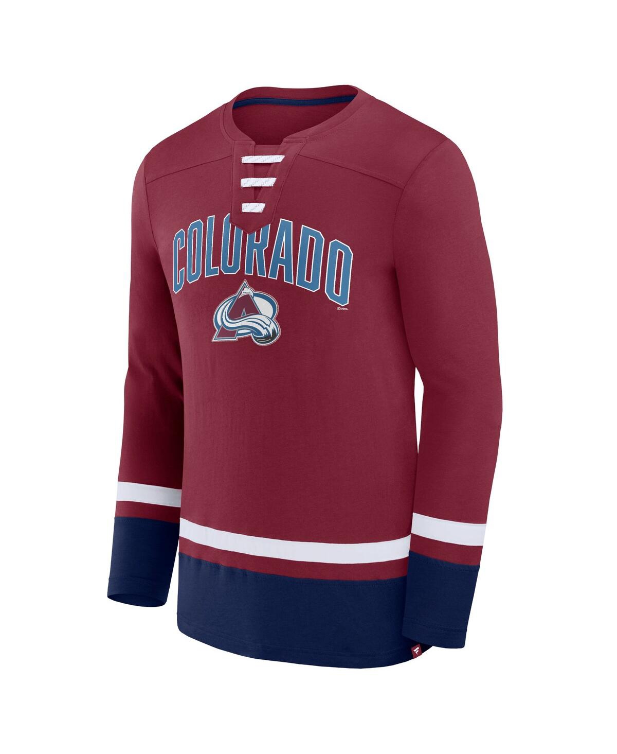 Men's FanaticsColorado Avalanche Back Pass Lace-Up Long Sleeve T-shirt - Burgundy