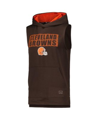 Men's Brown Cleveland Browns Marathon Sleeveless Pullover Hoodie