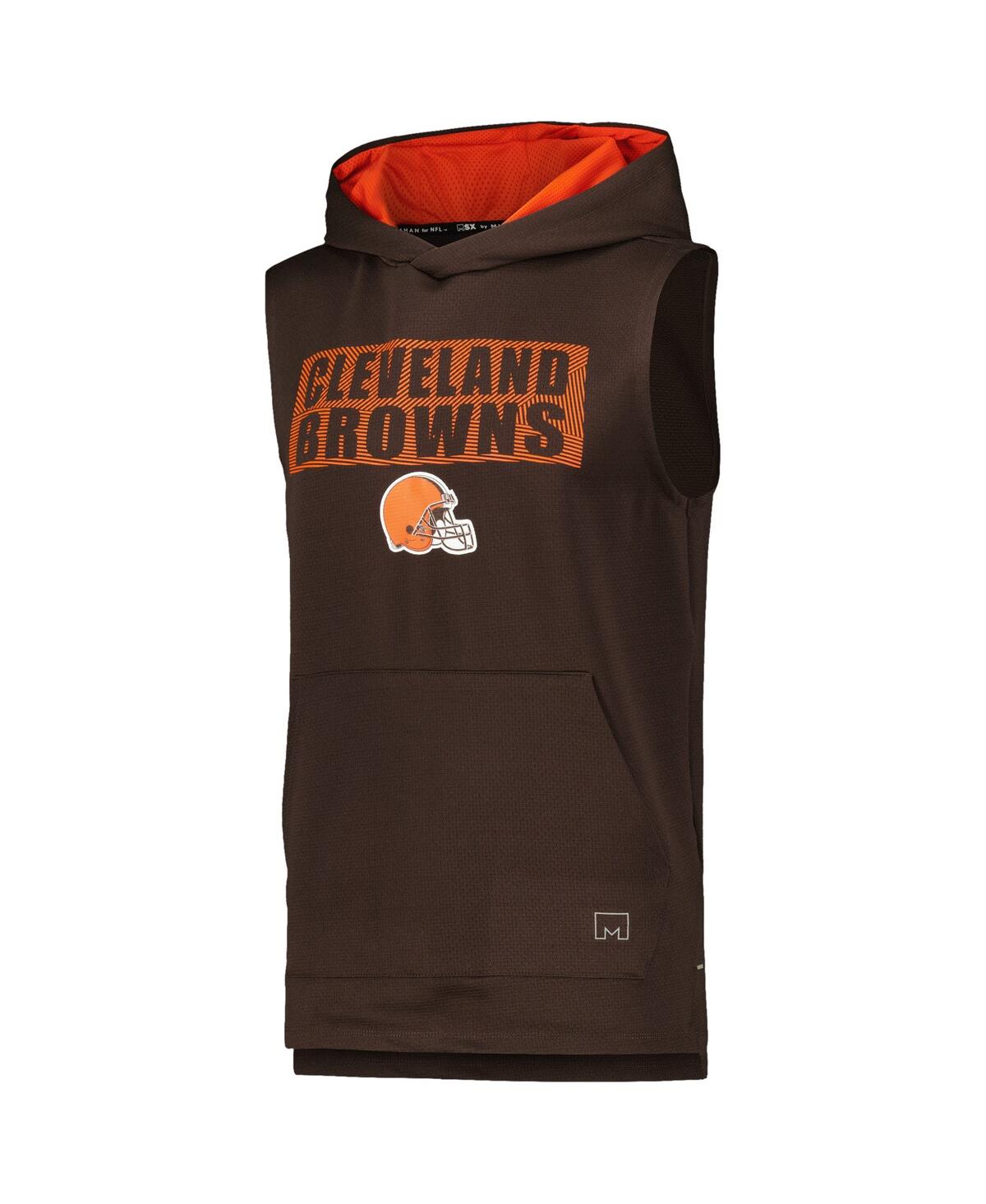 Shop Msx By Michael Strahan Men's  Brown Cleveland Browns Marathon Sleeveless Pullover Hoodie