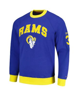 Men's Royal Los Angeles Rams Reese Raglan Tri-Blend Pullover Sweatshirt